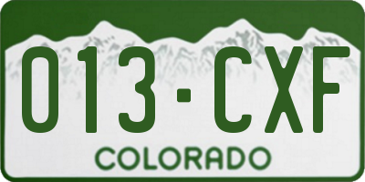 CO license plate 013CXF