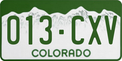 CO license plate 013CXV