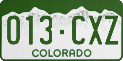CO license plate 013CXZ