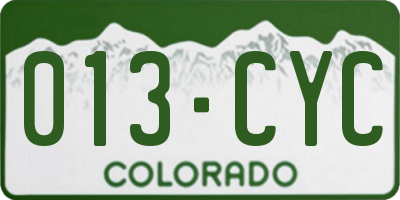 CO license plate 013CYC