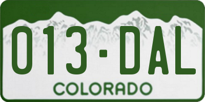 CO license plate 013DAL