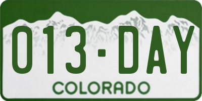 CO license plate 013DAY