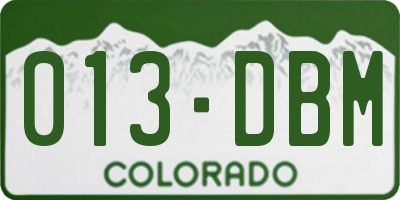 CO license plate 013DBM