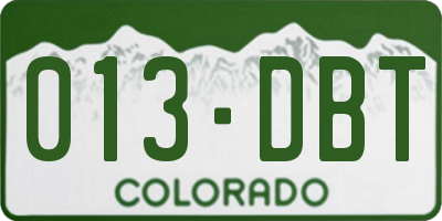 CO license plate 013DBT
