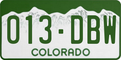 CO license plate 013DBW