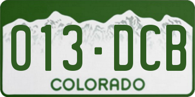 CO license plate 013DCB
