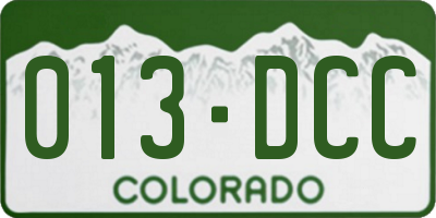 CO license plate 013DCC
