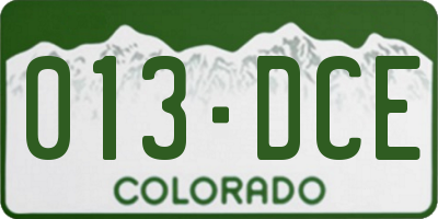 CO license plate 013DCE