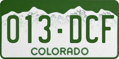 CO license plate 013DCF