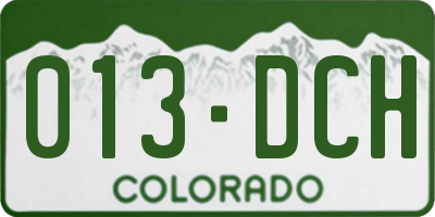 CO license plate 013DCH