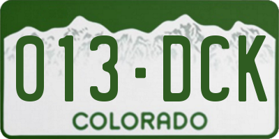 CO license plate 013DCK