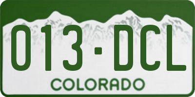 CO license plate 013DCL