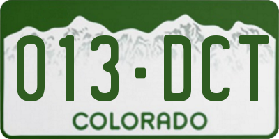 CO license plate 013DCT