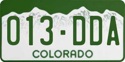 CO license plate 013DDA