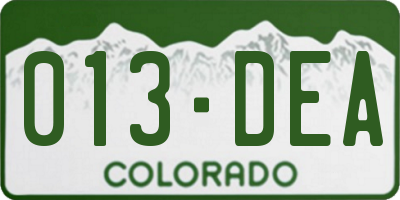 CO license plate 013DEA