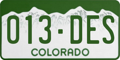 CO license plate 013DES