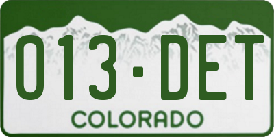 CO license plate 013DET