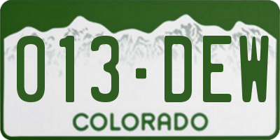 CO license plate 013DEW
