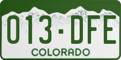 CO license plate 013DFE