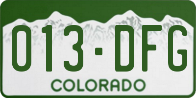 CO license plate 013DFG