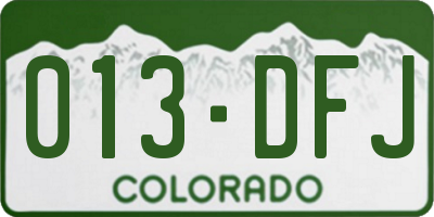 CO license plate 013DFJ