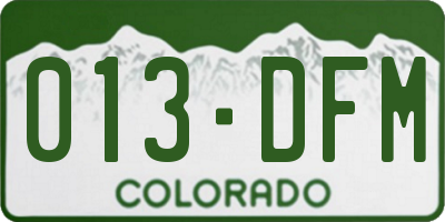 CO license plate 013DFM