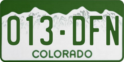 CO license plate 013DFN