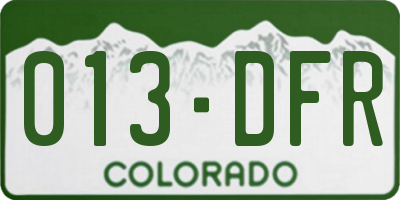 CO license plate 013DFR