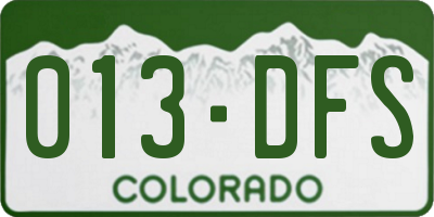 CO license plate 013DFS