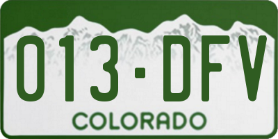 CO license plate 013DFV