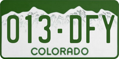CO license plate 013DFY