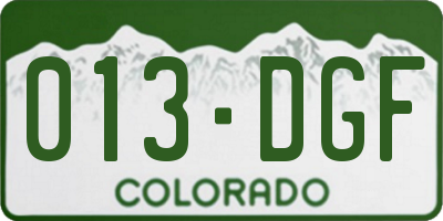 CO license plate 013DGF