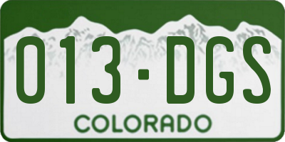 CO license plate 013DGS
