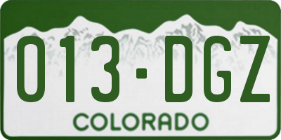 CO license plate 013DGZ