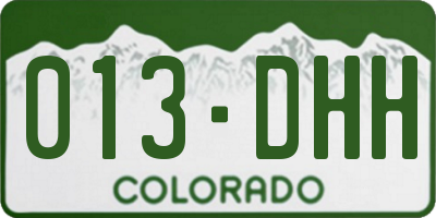 CO license plate 013DHH