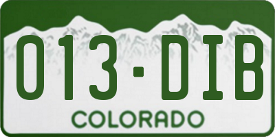 CO license plate 013DIB