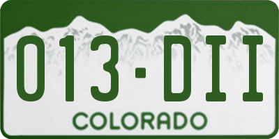 CO license plate 013DII