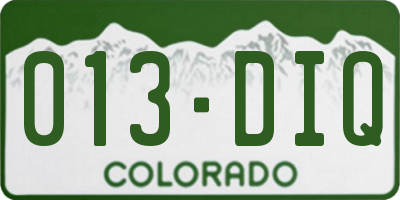 CO license plate 013DIQ