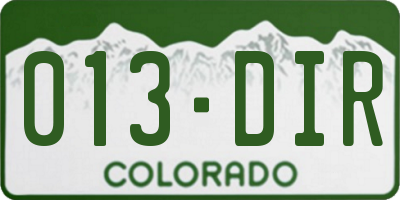 CO license plate 013DIR