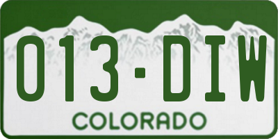 CO license plate 013DIW
