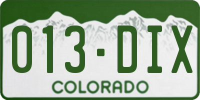 CO license plate 013DIX