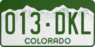 CO license plate 013DKL