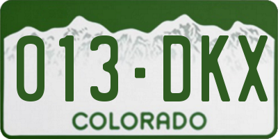 CO license plate 013DKX