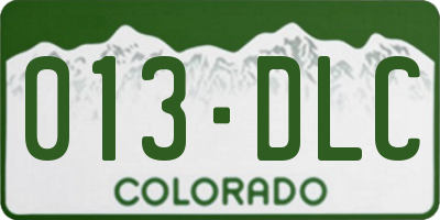 CO license plate 013DLC