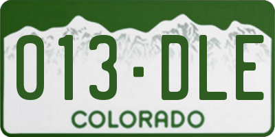 CO license plate 013DLE