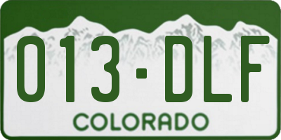 CO license plate 013DLF