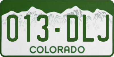CO license plate 013DLJ