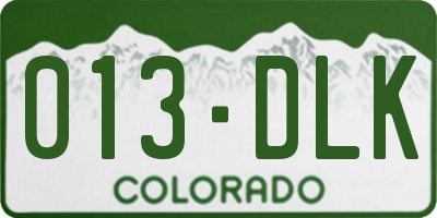 CO license plate 013DLK