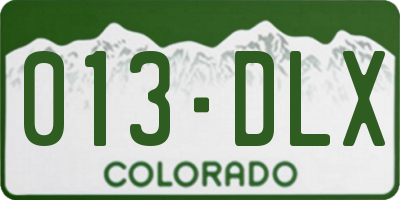 CO license plate 013DLX