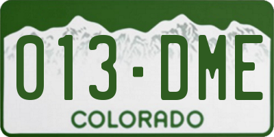 CO license plate 013DME